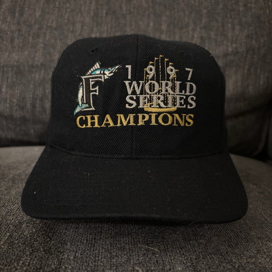 Black Florida Marlins Championship Hat