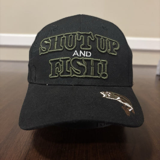 Black Shut Up And Fish Hat