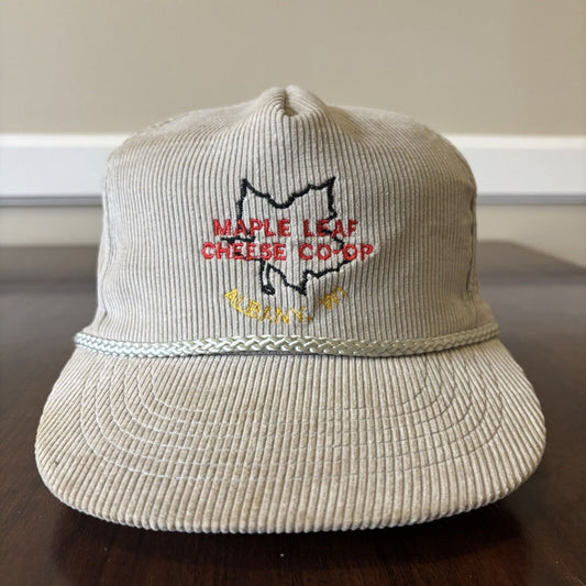 Gray Corduroy Maple Leaf Cheese Co-op Hat